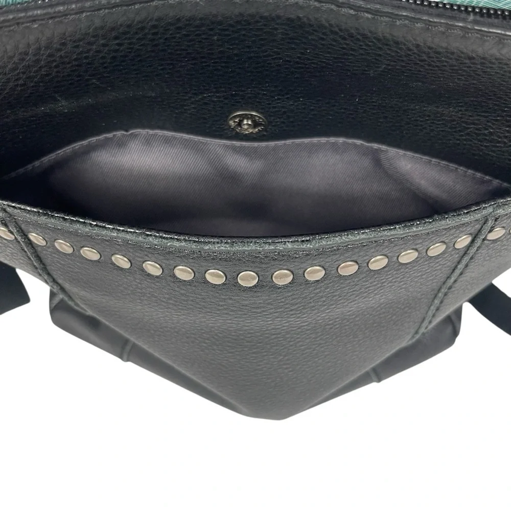 The Sak Black Crossbody Backpack Bag Purse Leather Black Convertible Studded - Picture 7 of 13